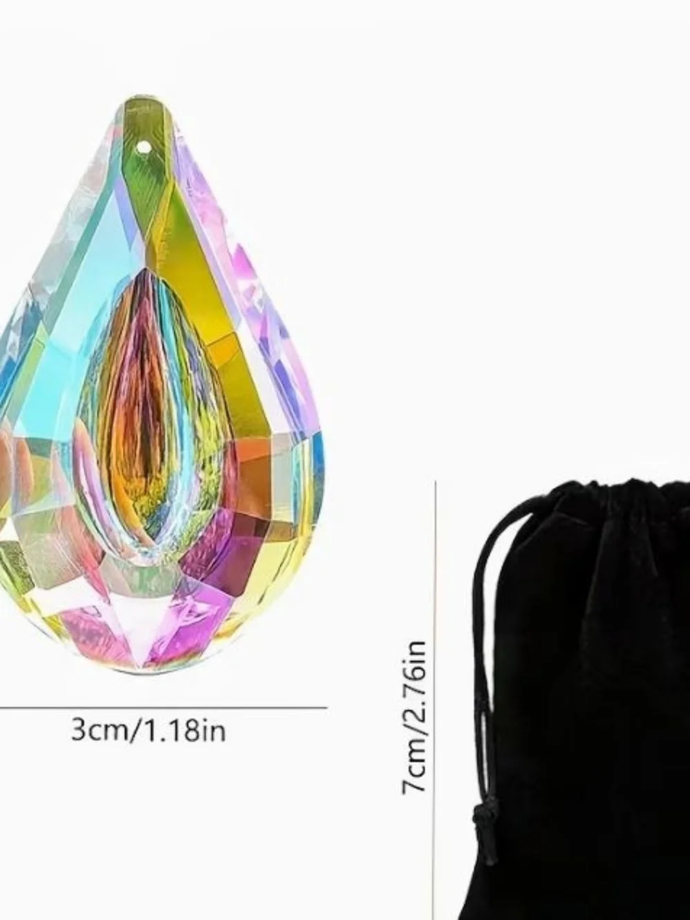 Crystal Teardrop Prism Hanging Accent - Rainbow Finish